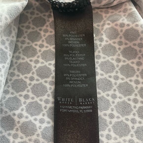 WHBM Black White Blouse Tie Front Cap Sleeve Career Smart Casual Work Size S EUC - Picture 6 of 6